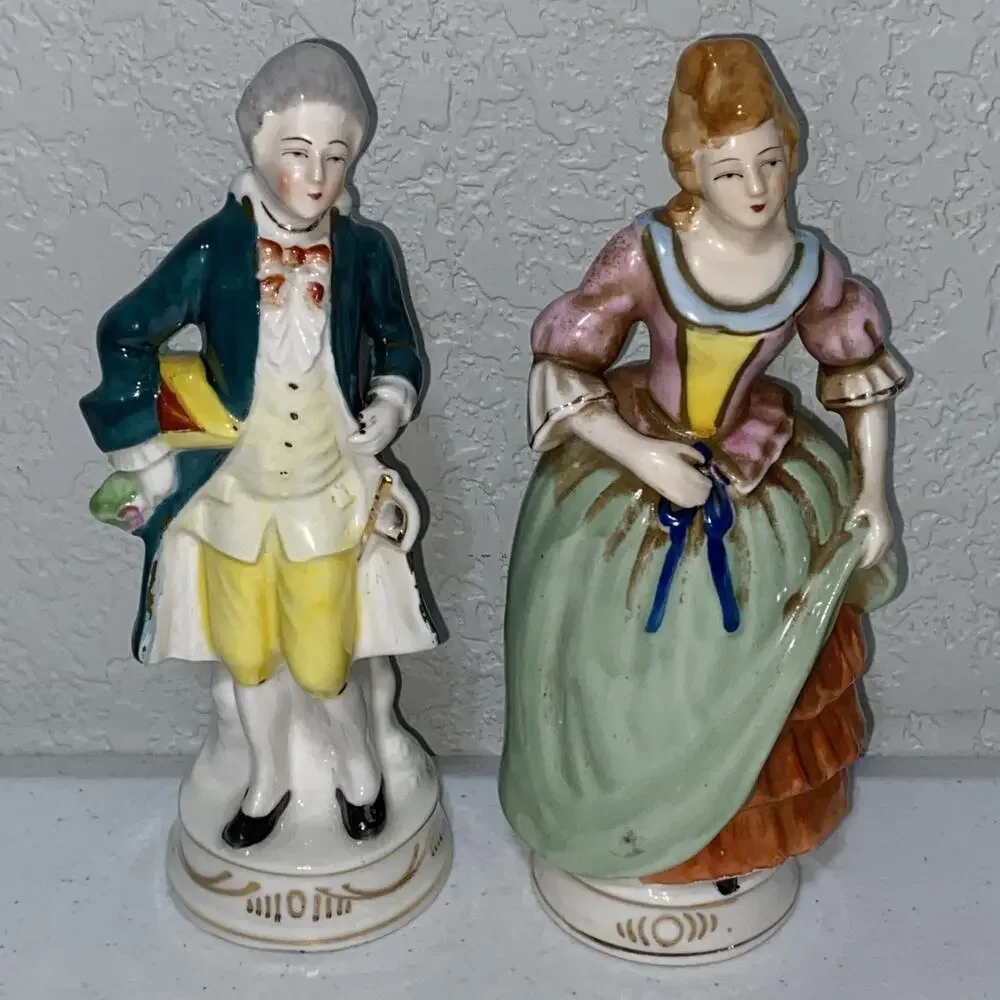 VTG Made in Occupied Japan Victorian Courting Couples Mismatch Figurines 7” READ